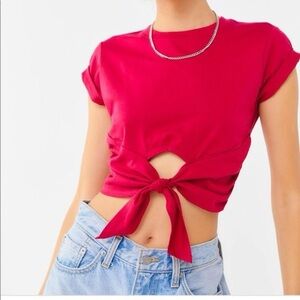 Urban Outfitters Tonya Tie Front Crop Top Tee Shirt